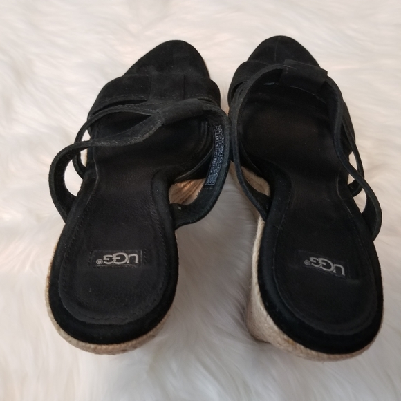 Ugg Tawnie Black Sandal 4.5" Heel Suede Sz 8 - Picture 12 of 12